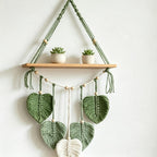 Handgewebter Wandteppich in Blattform, Wandregal im Boho-Stil, ein- und zweistöckig, Holzbrett, 39 cm