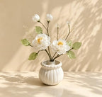 Weißer Glas Kamelien-Bonsai Mini Glaspot Oktopusblume Deko