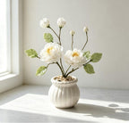 Weißer Glas Kamelien-Bonsai Mini Glaspot Oktopusblume Deko
