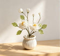 Weißer Glas Kamelien-Bonsai Mini Glaspot Oktopusblume Deko