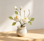 Weißer Glas Kamelien-Bonsai Mini Glaspot Oktopusblume Deko