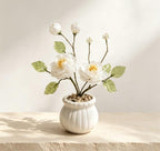 Weißer Glas Kamelien-Bonsai Mini Glaspot Oktopusblume Deko