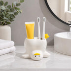 Keramik Zahnbürstenhalter Entenform Badezimmer Organizer Weiß Gelb