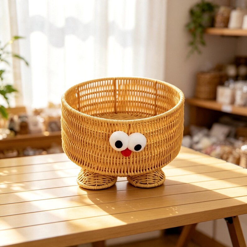 Handgeflochtener Rattan-Aufbewahrungskorb Hühnermodell mit Füßen, 25 cm