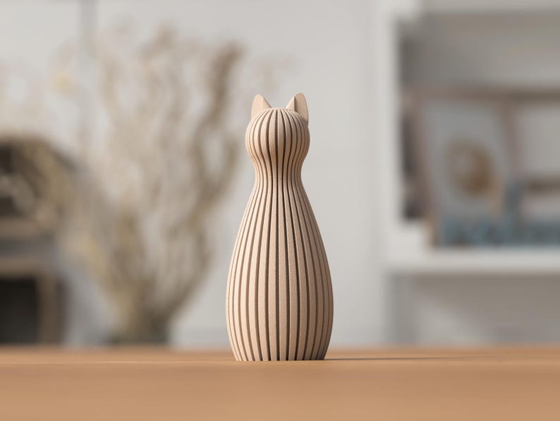 Katzenfigur 3D-gedruckt, minimalistisch, verschiedene Farben und Größen erhältlich