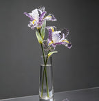 Handgeblasene Irisblüte aus Glas Lila Glasskulptur Fensterdeko