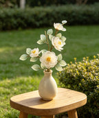 Künstliche Weiße Kamelie mit Keramikvase, Wabi-Sabi Tischdekoration, Mori Stil Schlafzimmer Ornament, Blumenarrangement
