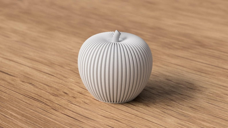 3D-gedruckter Deko-Apfel mit Rillen-Design, 81 mm x 77 mm, Herbstdekoration