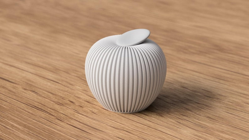 3D-gedruckter Deko-Apfel mit Rillen-Design, 81 mm x 77 mm, Herbstdekoration