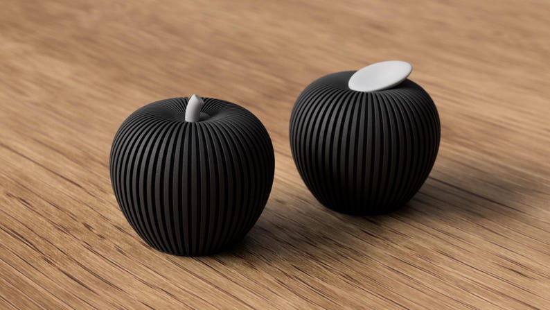 3D-gedruckter Deko-Apfel mit Rillen-Design, 81 mm x 77 mm, Herbstdekoration