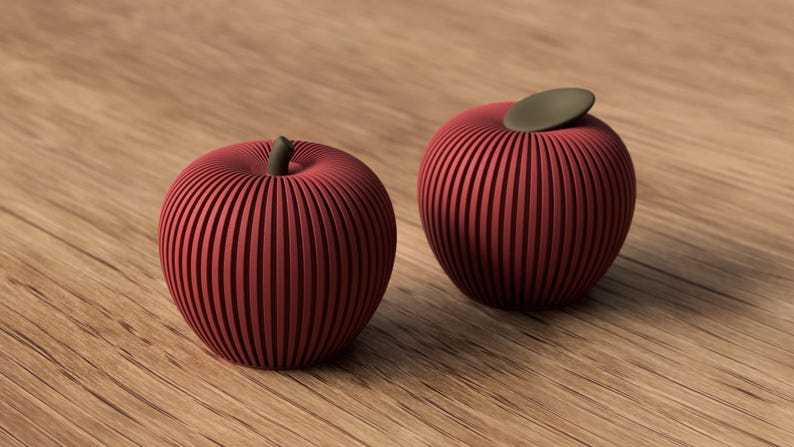 3D-gedruckter Deko-Apfel mit Rillen-Design, 81 mm x 77 mm, Herbstdekoration