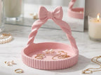 Schmuckhalter mit Schleife – Rosa 3D-gedrucktes Schmucketui für Damen, Dekoration für Schminktisch