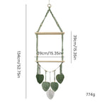 Handgewebter Wandteppich in Blattform, Wandregal im Boho-Stil, ein- und zweistöckig, Holzbrett, 39 cm