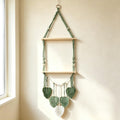 Handgewebter Wandteppich in Blattform, Wandregal im Boho-Stil, ein- und zweistöckig, Holzbrett, 39 cm
