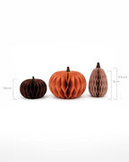 Papier Kürbis 3er Set Herbstdeko faltbar mit Magnetverschluss 11,8-24 cm