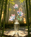 Handgeblasene Lotusblumen-Skulptur aus Glas, rosa-blauer Farbverlauf, Teichdekoration, Tischkunst