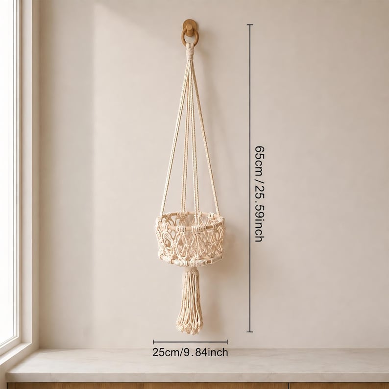 Hängekorb aus Baumwollseil für Obst und Gemüse, Wandaufbewahrung im Boho-Stil, Küchenorganizer