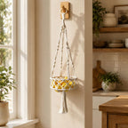 Makramee Hängender Obstkorb Wandaufbewahrung Baumwollseil Küchenorganizer Boho Landhausstil