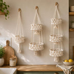 Hängekorb aus Baumwollseil für Obst und Gemüse, Wandaufbewahrung im Boho-Stil, Küchenorganizer