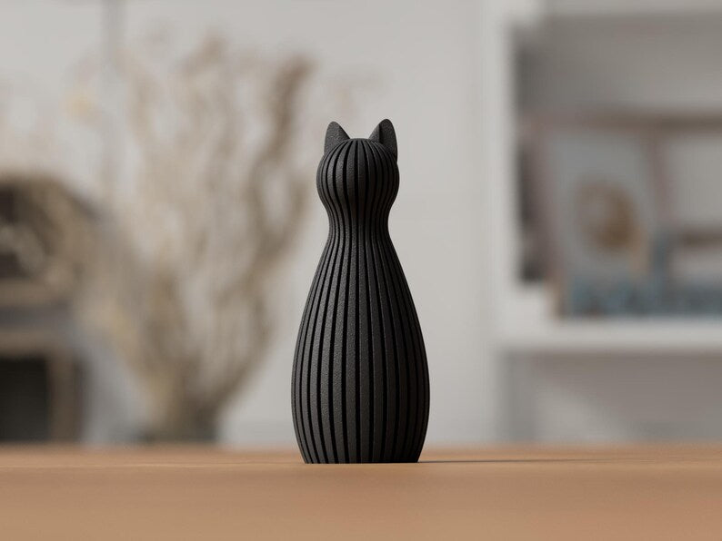 Katzenfigur 3D-gedruckt, minimalistisch, verschiedene Farben und Größen erhältlich