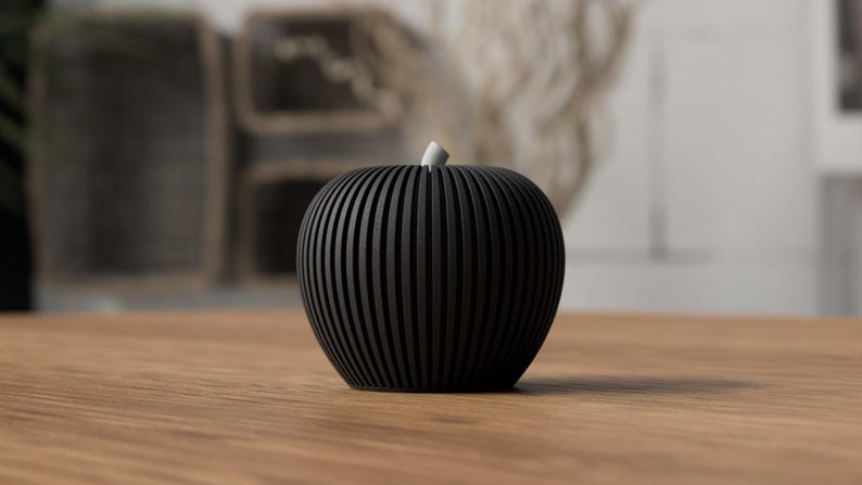 3D-gedruckter Deko-Apfel mit Rillen-Design, 81 mm x 77 mm, Herbstdekoration