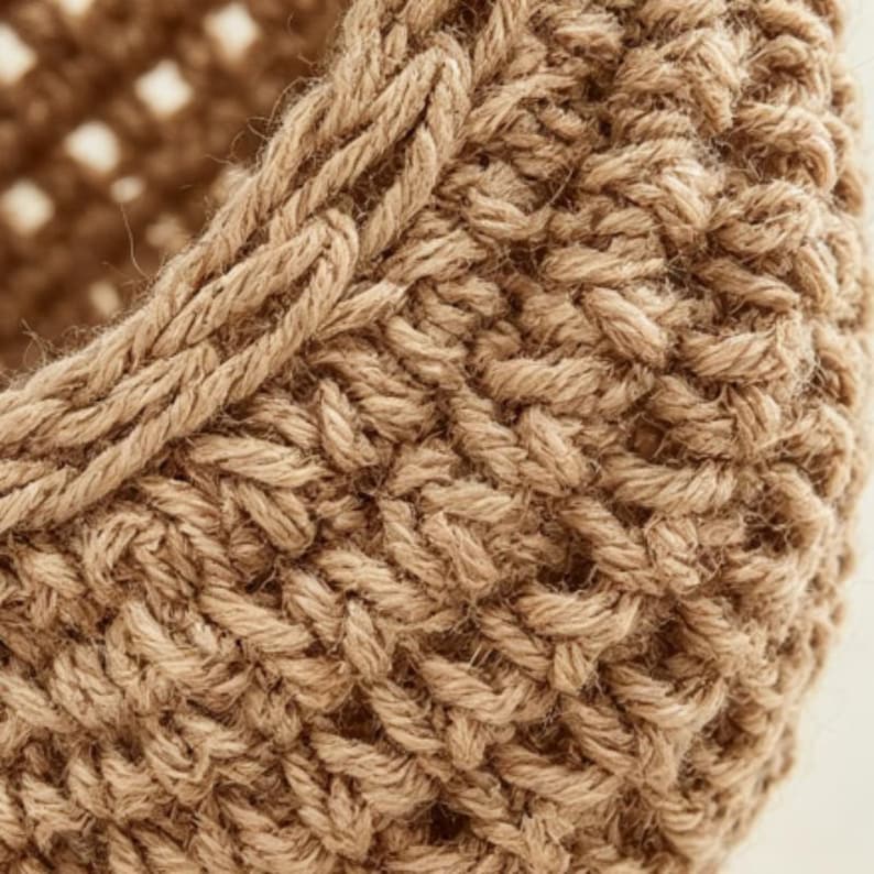 Hängender Obstnetzbeutel aus Baumwollseil, Boho-Aufbewahrung für Obst und Gemüse, 1er oder 3er-Pack, Braun/Khaki/Weiß/Naturleinen