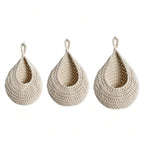 Hängender Obstnetzbeutel aus Baumwollseil, Boho-Aufbewahrung für Obst und Gemüse, 1er oder 3er-Pack, Braun/Khaki/Weiß/Naturleinen