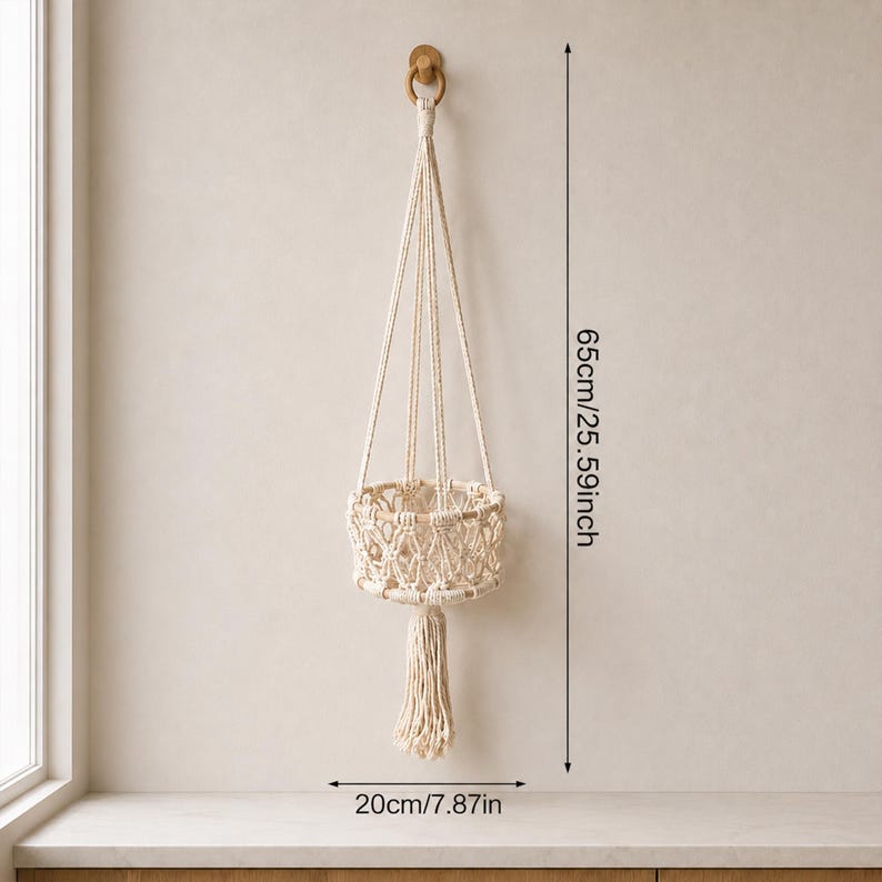 Hängekorb aus Baumwollseil für Obst und Gemüse, Wandaufbewahrung im Boho-Stil, Küchenorganizer