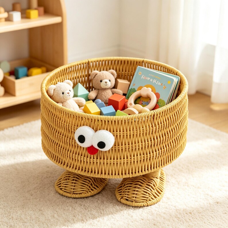 Handgeflochtener Rattan-Aufbewahrungskorb Hühnermodell mit Füßen, 25 cm