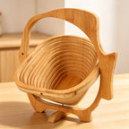 Zusammenklappbarer Obstkorb aus Bambus, 30x26x14 cm, Landhausstil, Mehrzweck-Aufbewahrungskorb