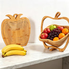 Zusammenklappbarer Obstkorb aus Bambus, 30x26x14 cm, Landhausstil, Mehrzweck-Aufbewahrungskorb