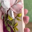 Handmodellierte Vintage Pfingstrose Mixed Media Floral Wandkunst (8 x 12 cm)
